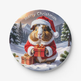 Prato De Papel Papai noel Guiné Pig Natal