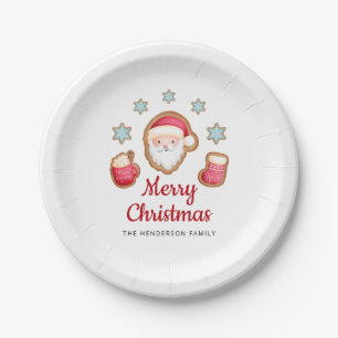 Prato De Papel Papai Noel Vermelho Fofo Natal Feliz