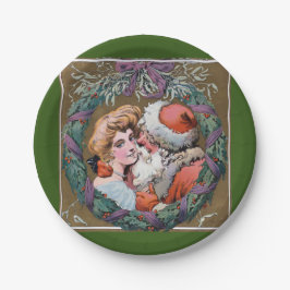 Prato De Papel Papais noeis Abraços e beijos Imagem de Vintage