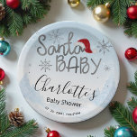 Prato De Papel Papais noeis Chá de fraldas Baby Christmas Boy<br><div class="desc">Papais noeis Papéis de Chá de fraldas de Natal para Bebê</div>