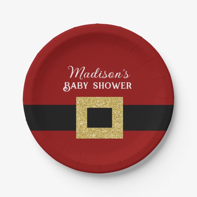 Prato De Papel Papais noeis Chá de fraldas de Natal (Frente)