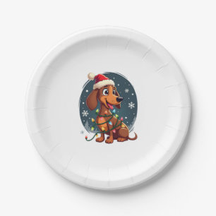 Prato De Papel Papais noeis De Cachorro De Natal Xmas Wiener Mulh