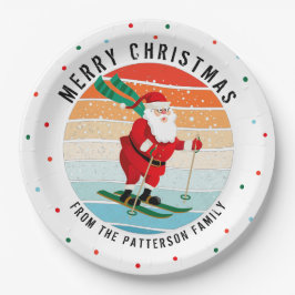 Prato De Papel Papais noeis de Esqui Sunset de Natal Retroativos 