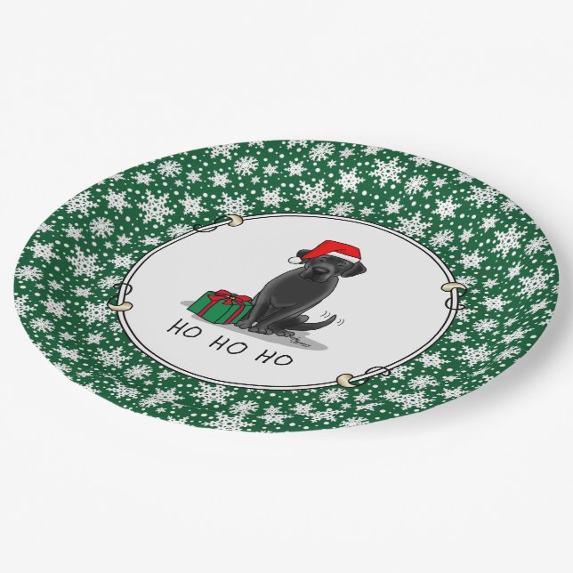 Prato De Papel Papais noeis de Natal Black Labrador Retriever Cut (Inclinado)