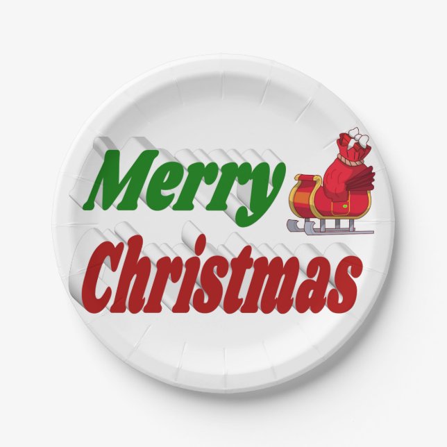 Prato De Papel Papais noeis de Natal Feliz Testemunha Verde Verme (Frente)