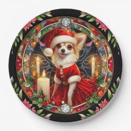 Prato De Papel Papais noeis de Natal Plate Chihuahua