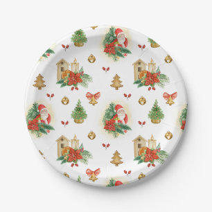 Prato De Papel Papais noeis de vindima e decorações de Natal