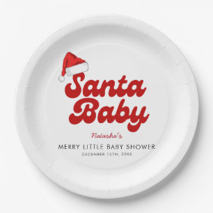Prato De Papel Papais noeis Feliz de bebê Chá de fraldas de Natal