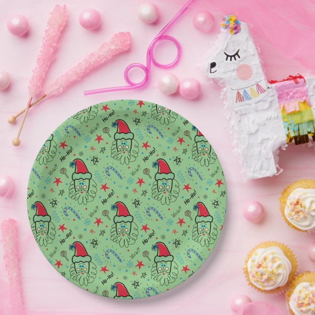 Prato De Papel Papais noeis ilustram os toques de Natal (Festa)