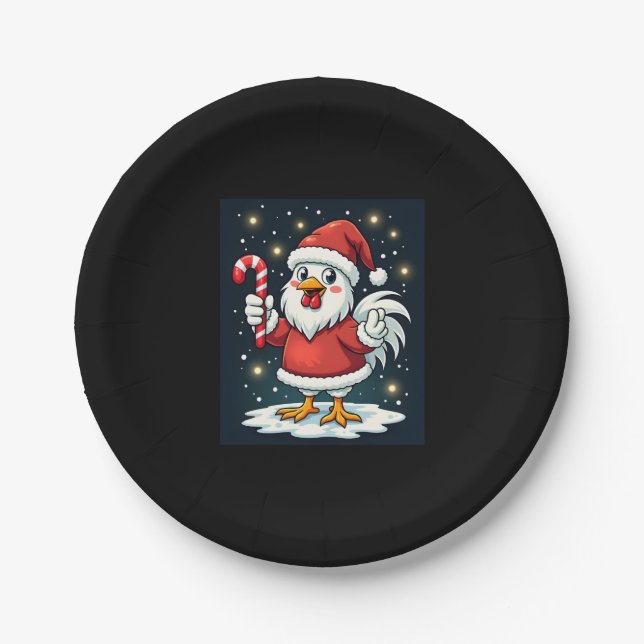 Prato De Papel Papais noeis Joy Chicken (Frente)