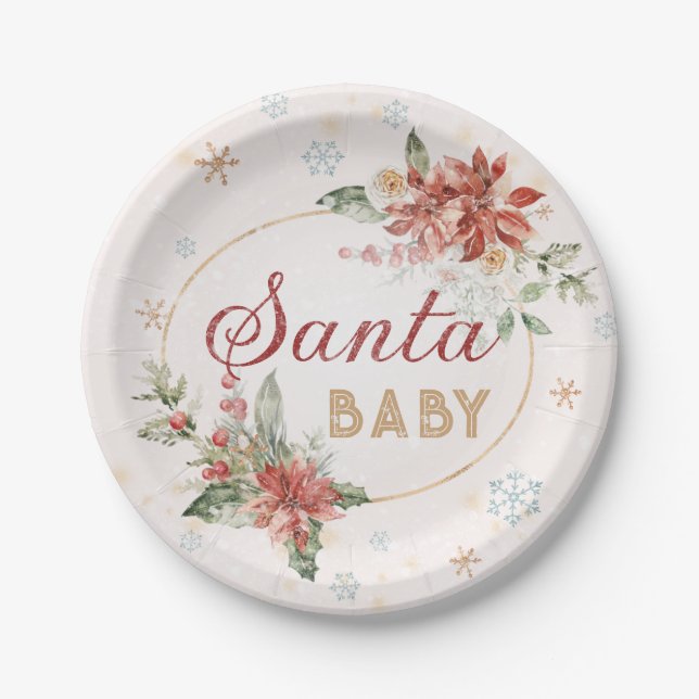 Prato De Papel Papais noeis Natal Baby Winter Wonderland Party Co (Frente)