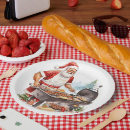 Prato De Papel Papais noeis no grill no Natal