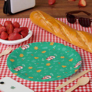 Prato De Papel Papais noeis Pinguins Feliz Padrão de Árvore de Na