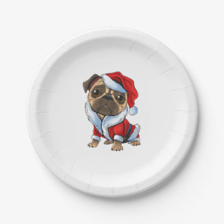 Prato De Papel Papais noeis Pug Cute Pug em Papais noeis Costume