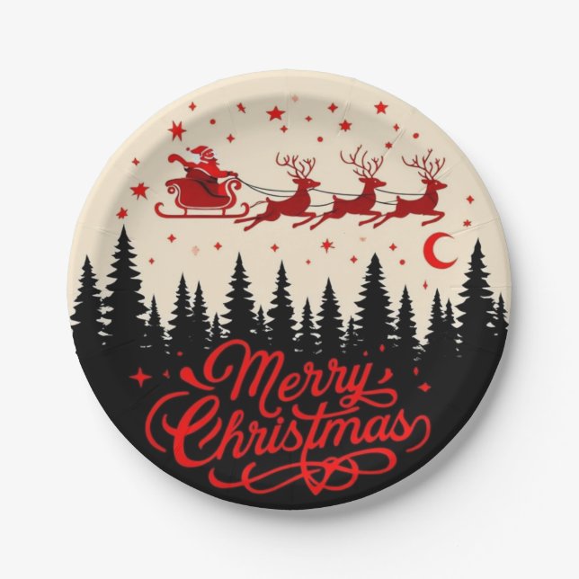 Prato De Papel Papais noeis Sleigh Felry Forest ScenArt (Frente)