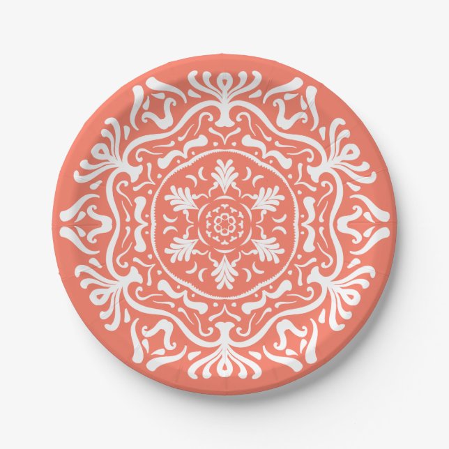 Prato De Papel Papaya Mandala (Frente)