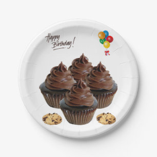 Prato De Papel Papéis de aniversário, Cupcakes de chocolate