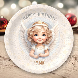 Prato De Papel Papéis de Aniversário de Anjo de Natal Bonito