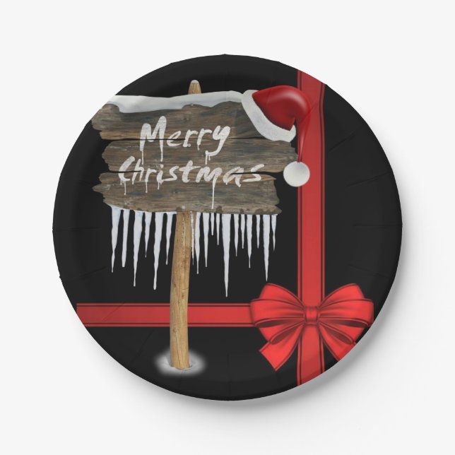 Prato De Papel Papéis de Natal, Feliz Natal (Frente)