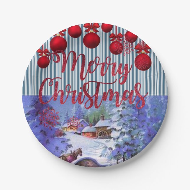 Prato De Papel Papéis de Natal, Feliz Natal (Frente)