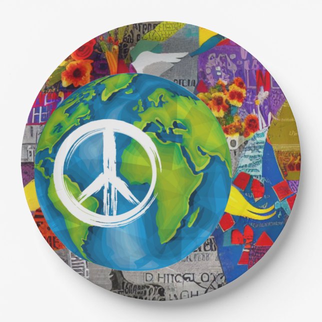 Prato De Papel Papéis de Paz do Mundo (Frente)