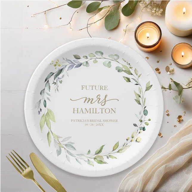 Prato De Papel Papel Chá de panela Eucalyptus Wreath Greenery (Criador carregado)