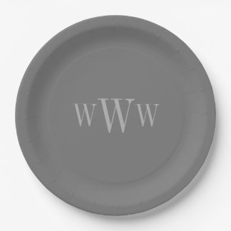 PRATO DE PAPEL PAPEL CHIC PLATE_CINZA SOLID/MONOGRAMA