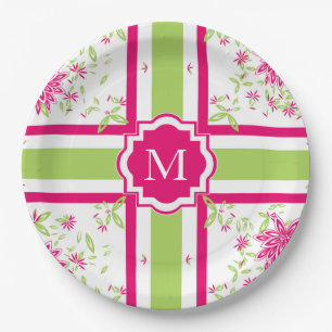 PRATO DE PAPEL PAPEL CHIQUE PLATE_LOVELY PINK/GREEN QUENTE FLORAL