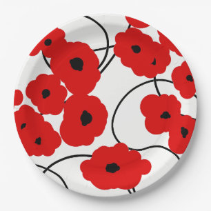 PRATO DE PAPEL PAPEL CHIQUE PLATE_MODERN REDPOPPIES