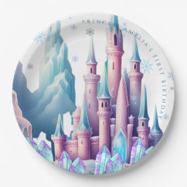Prato De Papel Papel de Aniversário de 1 ano do Castelo de Desenh