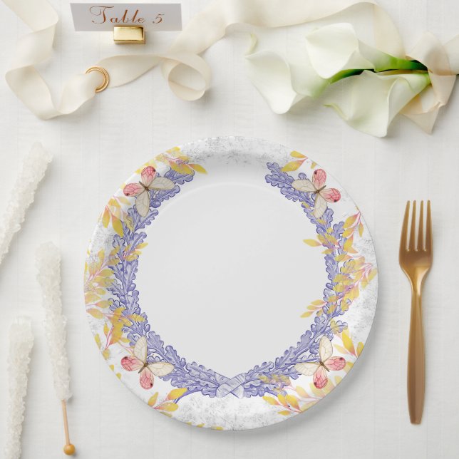 Prato De Papel Papel de borboleta (Casamento)