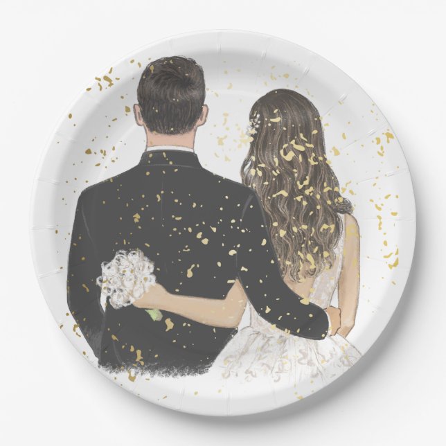 Prato De Papel Papel de Casamento Placa 2 (Frente)