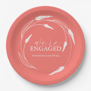 Prato De Papel Papel de Casamento Plates Peach Wreath