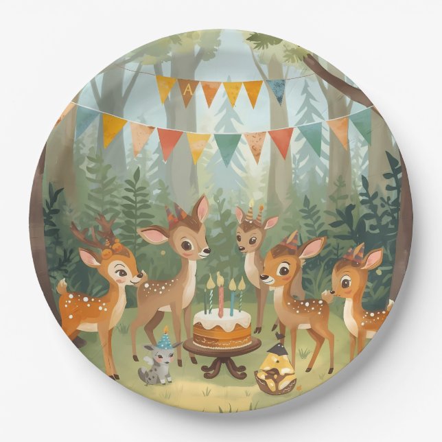 Prato De Papel Papel de Festa de aniversário de veados (Frente)