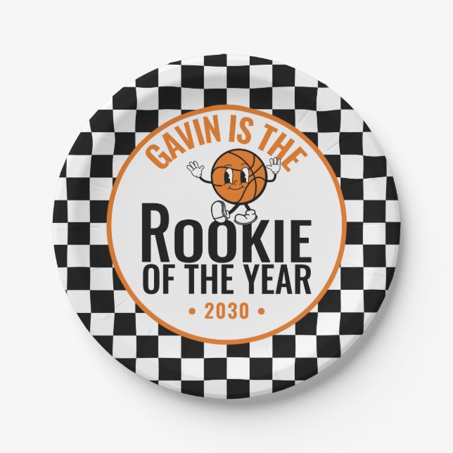 Prato De Papel Papel de Festa de aniversário para retrobasquete p (Frente)