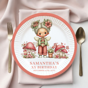 Prato De Papel Papel de Flores Rosadas de Aniversário de 4 anos d