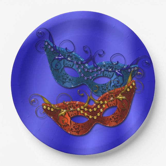 Prato De Papel Papel de mascarada Máscaras para Partes 9" (Frente)