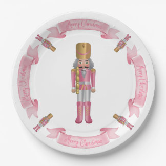 Prato De Papel Papel de Natal Pink Nutcracker