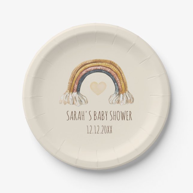 Prato De Papel Papel de Pap do Chá de fraldas Arco-Íris Boho (Frente)