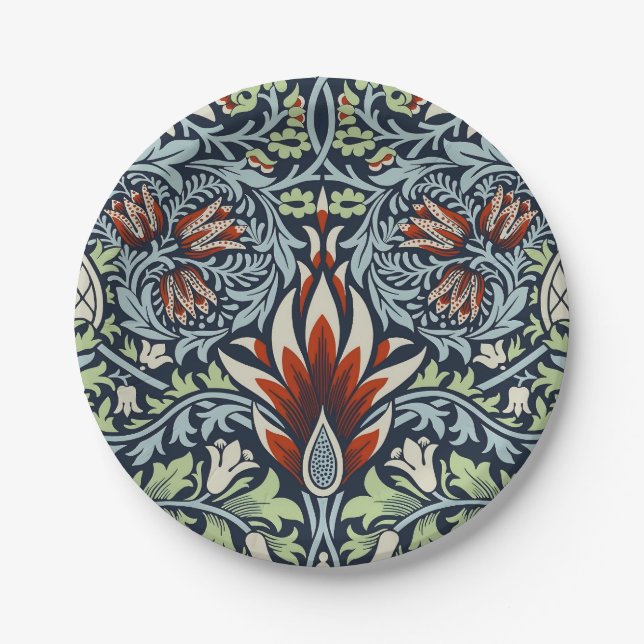Prato De Papel Papel de Parede Floral Morris Navy Blue Snakeshead (Frente)