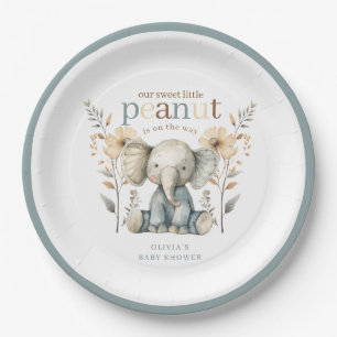 Prato De Papel Papel-Elefante para Bebê Azul-Pequeno