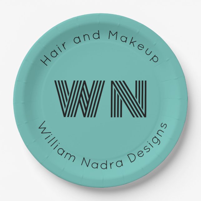 Prato De Papel Papel Monograma do logotipo comercial - Texto pers (Frente)