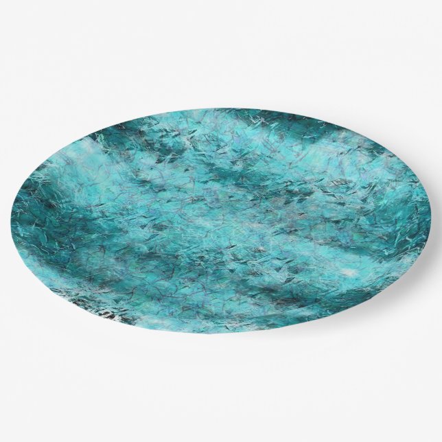 Prato De Papel Papel néon azul amassado (Inclinado)