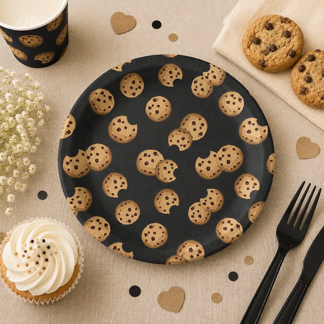 Prato De Papel Papel P de Aniversário de Biscoitos com Chips de C (Chocolate Chip Patterned Paper Plates )
