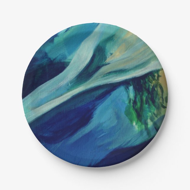 Prato De Papel Papel Personalizado Azul Água Placas 7 em (Frente)