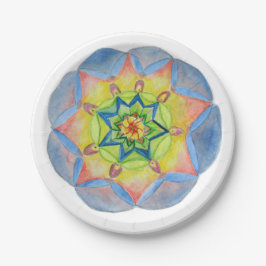 Prato De Papel Papel personalizado Mandala Flor Azul Placas 7 em