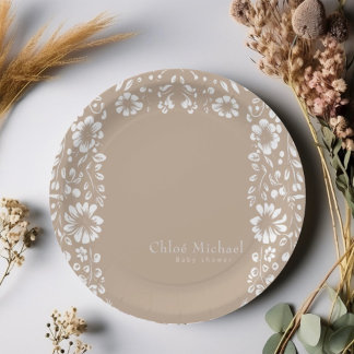 Prato De Papel Papel Picado chá de fraldas