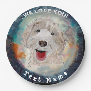 Prato De Papel Papel Placa Cão e Texto Labradoodle