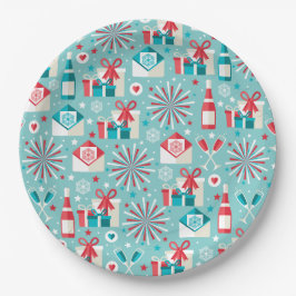 Prato De Papel Papel Retro Holiday Plates 9"