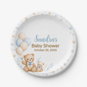 Prato De Papel Papel Teddy Bear Balloon Boy Baby Shower